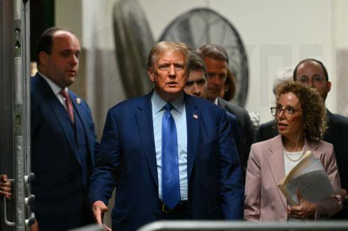 epa11329374 Former US President Donald Trump (2-L), with his lawyer Susan Necheles (R), returns after a break in his hush money trial at the Supreme Court of the State of New York, in New York City, USA, 09 May 2024. Trump is facing 34 felony counts of falsifying business records related to payments made to adult film star Stormy Daniels during his 2016...