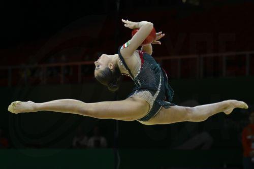 epa11363049 Fanni Pigniczki of Hungary performs her Ball exercise in the qualification of the senior individuals competition of the 40th European Rhythmic Gymnastics Championships in Budapest, Hungary, 23 May 2024.  EPA/Tamas Kovacs HUNGARY OUT