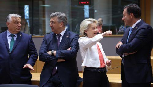 epa11418421 (L-R) Hungarian Prime Minister Viktor Orban, Croatian Prime Minister Andrej Plenkovic, European Commission President Ursula von der Leyen, and Portugal's Prime Minister Luis Montenegro, during an informal meeting of the European Council in Brussels, Belgium, 17 June 2024. Following the European Parliament elections, EU leaders gathered in...