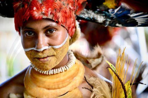 epa11590632 An indigenous person waits for the arrival of Pope Francis ahead of his meeting with authorities, civil society and diplomatic corps at the APEC Haus in Port Moresby, Papua New Guinea, 07 September 2024. Pope Francis is traveling from 2 to 13 September to conduct apostolic visits to Indonesia, Papua New Guinea, East Timor and Singapore. ...