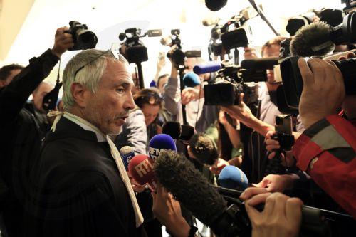epa11608015 Lawyer Patrick Gontard, representing Jean-Pierre Marechal (L), one of the 50 men tried alongside the main defendant, speaks to members of the media at the criminal court in Avignon, southern France, 16 September 2024. Dominique Pelicot, former husband of Gisele Pelicot, is accused of drugging his wife to rape her while she was unconscious and...