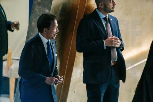 epa11619782 Brunei's Sultan Hassanal Bolkiah prepares to take the stage during the 'Summit of the Future', ahead of the General Debate of the 79th session of the United Nations (UN) General Assembly at the United Nations Headquarters in New York, New York, USA, 22 September 2024. The Summit of the Future will be held from 22 to 23 September, bringing...