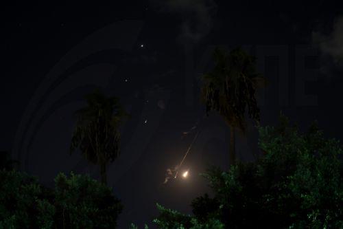 epaselect epa11636135 Israel's Iron Dome air defense system intercepts projectiles over Tel Aviv, Israel, 01 October 2024. Israel's military stated that Iran has launched missiles towards the State of Israel on 01 October, and asked citizens to 'remain vigilant' and to follow the Home Front Command's instructions directing people to protected areas and...