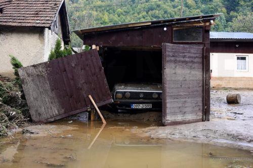 epa11641745 A shelter damaged by the flash floods in the village of Savnik near Fojnica, Bosnia and Herzegovina, 04 October 2024. Central and southern parts of Bosnia and Herzegovina were hit by a severe rainstorm overnight, which caused widespread flooding, closing roads, cutting electricity, and disrupting telecom signals. Rescue services in Jablanica and...
