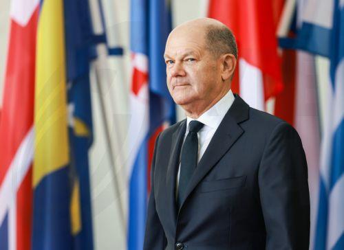 epa11657977 German Chancellor Olaf Scholz awaits guests ahead of the 10th 2024 Berlin Process Summit at the Chancellery in Berlin, Germany, 14 October 2024. Chancellor Scholz will hold two working meetings and a working lunch with the participants on the topics of 'Regional Cooperation and Common Regional Market', 'Green Agenda for the Western Balkans,...