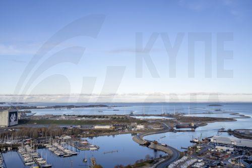 epa11733232 The construction of Lynetteholmen peninsula as seen from Copenhill in Copenhagen, Denmark, 21 November 2024. Lynetteholmen is a planned artificial peninsula in Copenhagen which is expected to be completed in 2070. The peninsula will provide additional space for around 35, 000 residents and will also protect Copenhagen against rising water...