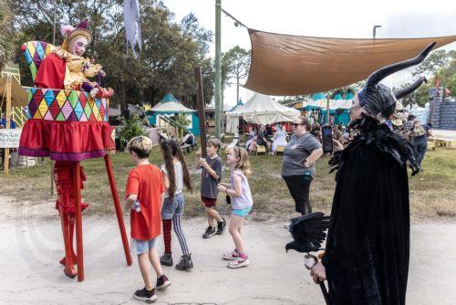 epa11869414 People attend the Florida Renaissance Festival celebrated in Deerfield Beach, Florida, USA, 01 February 2025. The Florida Renaissance Festival marks 33 years of transporting visitors to a magical world filled with royalty, mythical creatures, warriors, and entertainers across seven weekends of festivities.  EPA/CRISTOBAL HERRERA-ULASHKEVICH