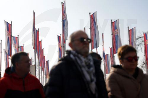 epa11869838 Protesters observe a fifteen-minute silence during the blockade of the 'Freedom Bridge' (Most Slobode) in Novi Sad, Serbia, 02 February 2025. University students staged a protest on the three-month anniversary of the Novi Sad railway station collapse, demanding accountability for the tragedy that claimed 15 lives on 01 November 2024. The...