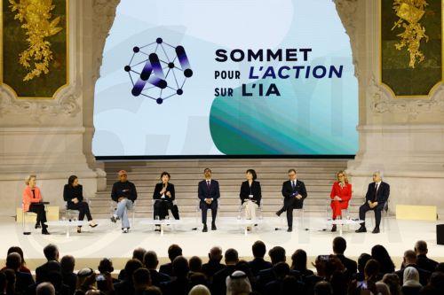 epa11888552 French President's Special Envoy for the AI Action Summit Anne Bouverot (4-L) speaks during a plenary session of the Artificial Intelligence (AI) Action Summit at the Grand Palais in Paris, France, 11 February 2025. The summit takes place from 10 to 11 February.  EPA/MOHAMMED BADRA