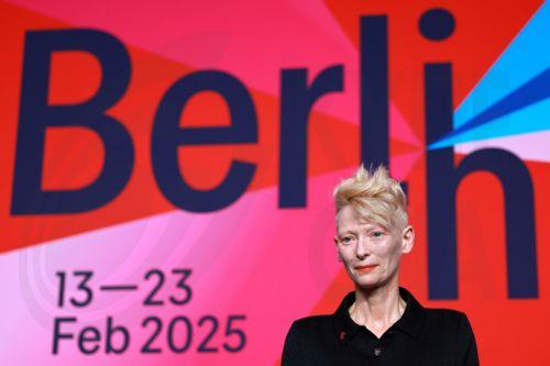 epa11895131 British actor Tilda Swinton attends the press conference for the 'Honorary Golden Bear' during the 75th Berlin International Film Festival, in Berlin, Germany, 14 February 2025. The Berlinale runs from 13 to 23 February 2025.  EPA/HANNIBAL HANSCHKE