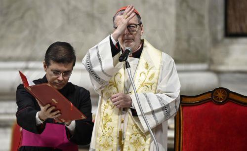epa11933613 Cardinal Claudio Gugerotti leads a Rosary prayer in St. Peter's Basilica for the health of Pope Francis in Vatican City, 01 March 2025. Pope Francis was admitted to the Agostino Gemelli Hospital in Rome on February 14 due to a respiratory tract infection.  EPA/RICCARDO ANTIMIANI