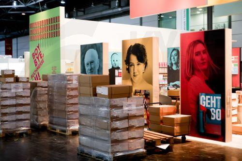 epa11989623 Books packed in boxes one day ahead of the Leipzig Book Fair in Leipzig, Germany, 26 March 2025. Around 3000 exhibitors and 250,000 visitors are expected to attend the fair, which will run from 27 to 30 March. This year's guest of honor is Norway.  EPA/FILIP SINGER