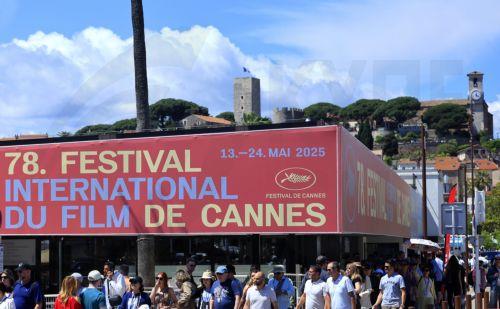epa12093736 The Palais des Festivals ahead of the 78th annual Cannes Film Festival in Cannes, France, 12 May 2025. The film festival runs from 13 to 24 May 2025.  EPA/GUILLAUME HORCAJUELO