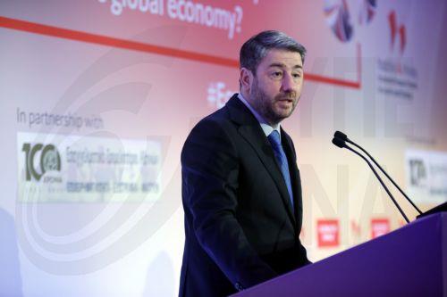 Ο πρόεδρος του ΠΑΣΟΚ-Κίνημα Αλλαγής Νίκος Ανδρουλάκης μιλάει στο 2ο Ευρωπαϊκό Συνέδριο Επιχειρηματικότητας με κεντρικό θέμα: "Πώς μπορούν οι ελληνικές ΜμΕ να τροφοδοτήσουν την καινοτομία, την ανταγωνιστικότητα και την ευημερία σε μία ασταθή παγκόσμια οικονομία;", του Economist Impact, το Σάββατο 24 Μαΐου 2025. ΑΠΕ-ΜΠΕ/ECONOMIST IMPACT/ΒΑΪΟΣ ΧΑΣΙΑΛΗΣ