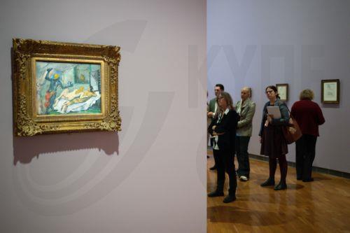 epa12142334 Attendees view artworks during 'Cezanne to Giacometti' major exhibition exclusive preview at National Gallery of Australia National Gallery of Australia in Canberra, Australia, 29 May 2025.  EPA/Lukas Coch AUSTRALIA AND NEW ZEALAND OUT