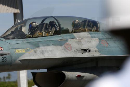 epa12205738 An Indonesian Air Force F-16 fighter lands at Sultan Iskandar Muda Military Base during combat training in Aceh, Indonesia, 30 June 2025. The military exercise is part of a refresher program to enhance the combat abilities of fighters and pilots in protecting Indonesian airspace from intrusions and maintaining the country's outer borders. ...
