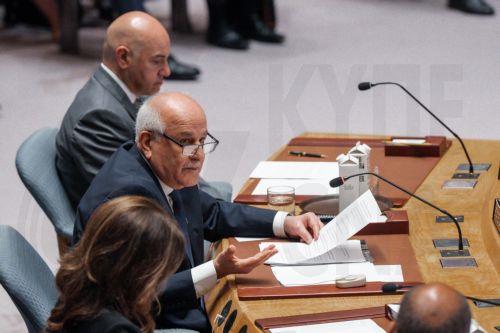 epa12292649 Palestinian Ambassador to the United Nations Riyad Mansour speaks during an emergency Security Council meeting at United Nations (UN) headquarters in New York, New York, USA, 10 August 2025. The meeting was called in response to Israel's recent announcement of their plans to occupy Gaza City.  EPA/OLGA FEDEROVA
