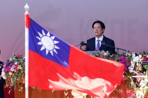 epa12443783 Taiwanese President William Lai (Lai Ching-te) speaks during Taiwan's National Day celebrations outside the Presidential office building in Taipei, Taiwan, 10 October 2025.
Taiwan's National day, also known as Double Ten Day, is celebrated annually on 10 October.  EPA/RITCHIE B. TONGO