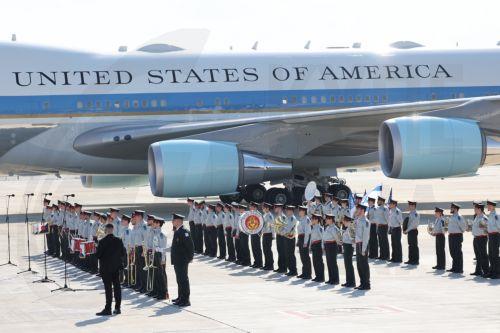 epa12449868 US President Donald Trump plane arrives at Ben Gurion Airport in Tel Aviv, Israel, 13 October 2025. According to a parliament spokesperson for the Israeli Knesset, President Trump will deliver a speech at the Knesset on 13 October 2025 in light of a first phase ceasefire and hostages release deal between Israel and Hamas. US President Trump will...