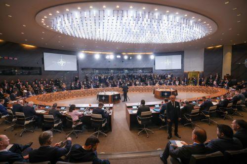 epa12454908 A general view during the NATO Ministers of Defence meeting in Brussels, Belgium, 15 October 2025. The meeting of the North Atlantic Council in Defence Ministers' Session will be followed by a Ukraine Contact Group meeting.  EPA/OLIVIER HOSLET