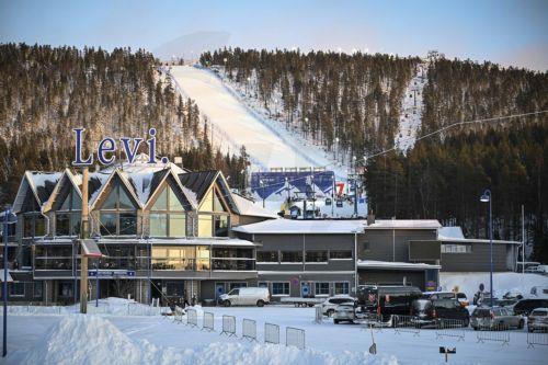 epa12526176 A view at the World Cup racing slope area ahead of the FIS Ski World Cup in Levi, Finland, 14 November 2025. The slalom race takes place on 15 and 16 November 2025.  EPA/KIMMO BRANDT