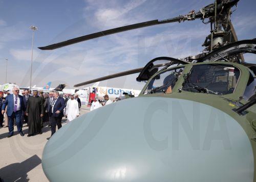 epa12531373 Sheikh Mohamed bin Zayed Al Nahyan (2-L), President of the United Arab Emirates and Ruler of the emirate of Abu Dhabi, tours the Russian pavilion at the exhibition of the Dubai Airshow 2025 at Dubai World Central - Al Maktoum International Airport, in Jebel Ali, Dubai, United Arab Emirates, 17 November 2025. The 19th edition of the Dubai Airshow...