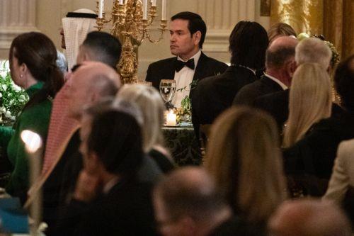 epa12534828 US Secretary of State Marco Rubio looks on as US President Donald Trump delivers remarks at a dinner for Crown Prince and Prime Minister of the Kingdom of Saudi Arabia, Mohammed bin Salman at the White House in Washington, DC, USA, 18 November 2025.  EPA/ANNA ROSE LAYDEN  / POOL