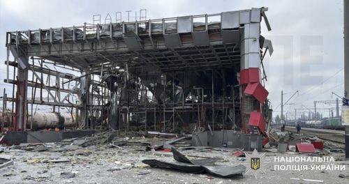 epa12573841 A handout picture made available by the National Police of Ukraine shows a destroyed railway station after Russian missiles and drone strikes in the Kyiv region, Ukraine, 06 December 2025, amid the ongoing Russian invasion. At least eight people were injured after Russian shelling overnight in Ukraine, with 51 missiles of different types and 653...