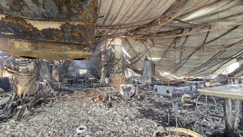 epa12576540 A view of the burned-out interior at the site of the Goa nightclub fire in Goa, India, 07 December 2025. At least 25 people were killed and six others were injured in a massive fire that erupted at a nightclub in Goa, police said.  EPA/STR