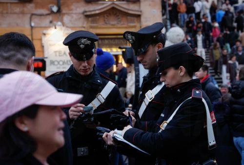 epa12618076 Italian Carabinieri are on patrol as part of the security plan for New Year's Eve celebrations in Rome, Italy, 30 December 2025. Cities across the country are preparing for the festivities with various security measures and restrictions, which include the use of metal detectors and restricted access to major public squares, according to...