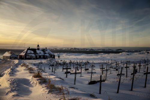 epa12666321 Norliit Cemetery is covered by snow in Nuuk, Greenland, 20 January 2026 (issued 21 January 2026).  EPA/MADS CLAUS RASMUSSEN  DENMARK OUT