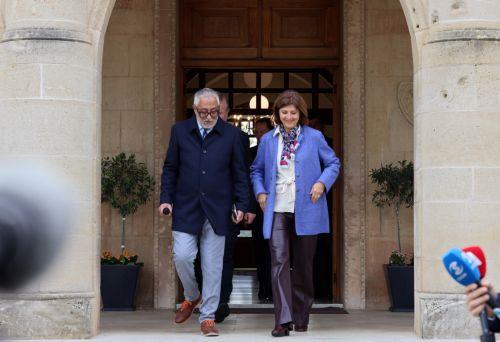 Η προσωπική απεσταλμένη του Γενικού Γραμματέα των Ηνωμένων Εθνών για το Κυπριακό κα Μαρία Άνχελα Ολγκίν Κουεγιάρ, μιλά στους δημοσιογράφους μετά την συνάντηση της με τον Πρόεδρο της Δημοκρατίας Νίκο Χριστοδουλίδη στο Προεδρικό Μέγαρο στην Λευκωσία 27 Ιανουαρίου 2026. ΚΥΠΕ/ΚΑΤΙΑ ΧΡΙΣΤΟΔΟΥΛΟΥ