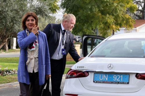 ΔΗ προσωπική απεσταλμένη του Γενικού Γραμματέα των Ηνωμένων Εθνών για το Κυπριακό κα Μαρία Άνχελα Ολγκίν Κουεγιάρ, στο Προεδρικό Μέγαρο στην Λευκωσία 27 Ιανουαρίου 2026. ΚΥΠΕ/ΚΑΤΙΑ ΧΡΙΣΤΟΔΟΥΛΟΥ