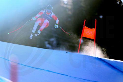 epaselect epa12719303 Franjo von Allmen of Switzerland 4 competes in the Downhill of the Men's Team Combined of the Alpine Skiing competitions at the Milano Cortina 2026 Winter Olympic Games, Stelvio ski centre in Bormio, Italy, 09 February 2026.  EPA/ANNA SZILAGYI