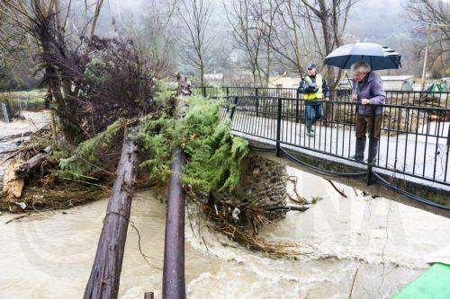 epa12723247 A man observes the damage caused by flooding due to storms Leonardo and Marta in Duda, Granada, Spain, 10 February 2026.  EPA/MIGUEL ANGEL MOLINA
