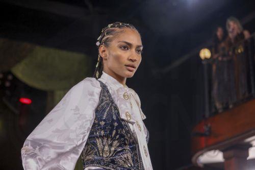 epa12733054 A model presents a creation by fashion brand Cucculelli Shaheen during New York Fashion Week at the Bowery Ballroom in New York, New York, USA, 12 February 2026. New York Fashion Week runs from 11 February to 16 February.  EPA/SARAH YENESEL