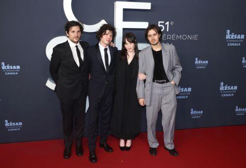 epa12780287 (L-R) Felix de Givry, Ugo Bienvenu, Josephine Mancini and Jocelyn Charles arrive for the 51st annual Cesar awards ceremony held at the Olympia concert hall in Paris, France, 26 February 2026. The awards are presented by the French 'Academie des Arts et Techniques du Cinema' (Academy of Cinema Arts and Techniques).  EPA/CHRISTOPHE PETIT TESSON
