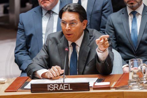 epa12785615 Israel's representative to the United Nations Danny Danon points as he speaks during an emergency session of UN Security Council on Iran in New York, New York, USA, 28 February 2026, following joint Israel-US military strikes targeting multiple locations in Iran in the early hours of 28 February 2026.  EPA/OLGA FEDOROVA