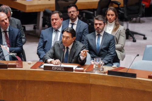 epa12785616 Israel's representative to the United Nations Danny Danon points as he speaks during an emergency session of UN Security Council on Iran in New York, New York, USA, 28 February 2026, following joint Israel-US military strikes targeting multiple locations in Iran in the early hours of 28 February 2026.  EPA/OLGA FEDOROVA