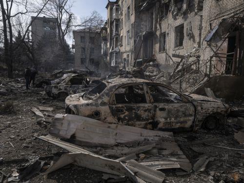 epa12790486 A handout photo made available by the press service of the 93rd 'Kholodnyi Yar' Separate Mechanized Brigade of the Ukrainian Armed Forces shows damage in a residential area following a Russian strike in the frontline city of Druzhkivka, Donetsk region, eastern Ukraine, 02 March 2026. At least five people were killed - three in Kramatorsk and two...