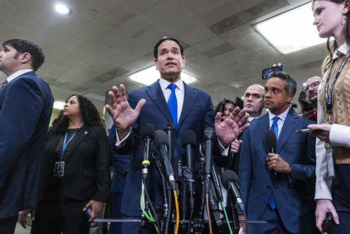 epa12792904 US Secretary of State Marco Rubio speaks to the media about Iran before a classified briefing with lawmakers at the US Capitol in Washington, DC, USA, 03 March 2026. Iran is warning of an escaped conflict in response to a joint US-Israeli military campaign that began 28 February and that has toppled Iran's leadership.  EPA/JIM LO SCALZO