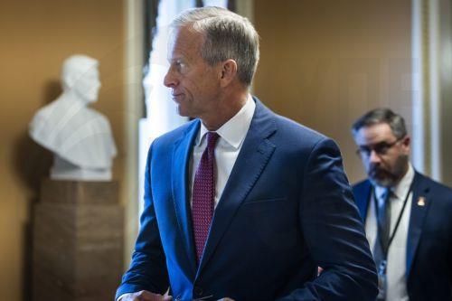 epa12793067 Republican Senate Majority Leader John Thune walks to his office before being briefed by Trump officials about the conflict in Iran about at the US Capitol in Washington, DC, USA, 03 March 2026. Iran is warning of an escalated conflict in response to a joint US-Israeli military campaign that began 28 February.  EPA/JIM LO SCALZO