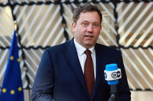 epa12807240 German Finance Minister Lars Klingbeil speaks to the media at a Eurogroup finance ministers meeting in Brussels, Belgium, 09 March 2026. Ministers were to discuss macroeconomic developments in the euro area, assess the Belgian draft budgetary plan for 2026, and discuss energy prices and the potential impact of Middle East tensions on the euro...