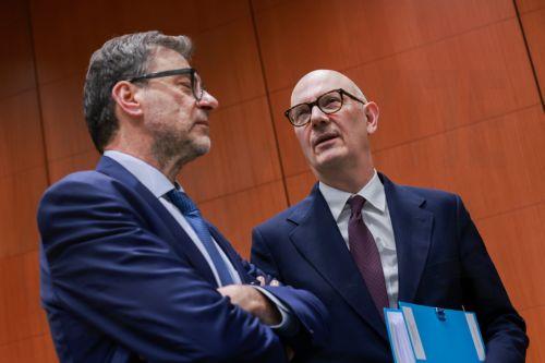 epa12807257 Italian Economy and Finance Minister Giancarlo Giorgetti (L) and French Finance Minister Roland Lescure (R) attend a Eurogroup finance ministers meeting in Brussels, Belgium, 09 March 2026. Ministers were to discuss macroeconomic developments in the euro area, assess the Belgian draft budgetary plan for 2026, and discuss energy prices and the...
