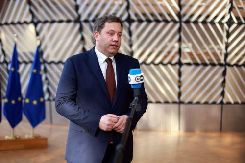 epa12807299 German Finance Minister Lars Klingbeil speaks to the media at a Eurogroup finance ministers meeting in Brussels, Belgium, 09 March 2026. Ministers were to discuss macroeconomic developments in the euro area, assess the Belgian draft budgetary plan for 2026, and discuss energy prices and the potential impact of Middle East tensions on the euro...