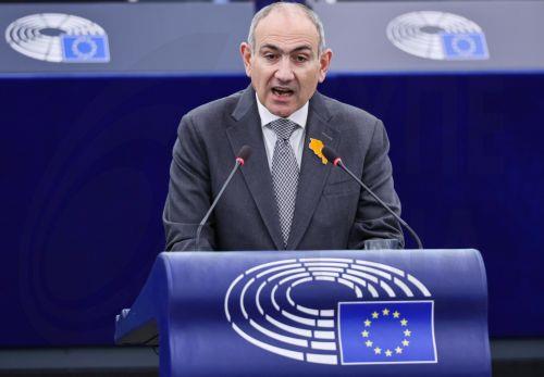epa12811411 Prime Minister of Armenia Nikol Pashinyan delivers a speech at the European Parliament in Strasbourg, France, 11 March 2026. The current plenary session runs from 09 to 12 March 2026.  EPA/RONALD WITTEK