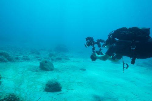 Two stone anchors retrieved from ancient breakwater off Akrotiri