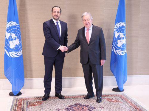 الأمين العام للأمم المتحدة يناقش مع الرئيس خريستوذوليذيس  سبل المضي قدماً في القضية القبرصية